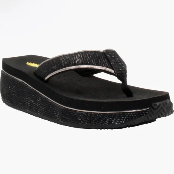 NWT Volatile Black Neville Platform Flip Flops, Size 11 - Picture 1 of 9